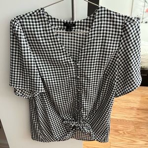 Ann Taylor navy and white checkered blouse. Size S